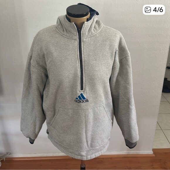 Adidas Mens L Reversible Pullover Vintage Hoodie Large READ - Picture 7 of 11